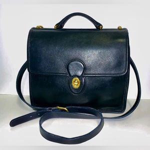 Vintage 90’s COACH Willis Black Leather Crossbody Satchel Bag 9927 USA